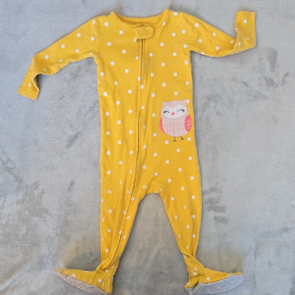 Carter's Yellow and White Footies with Polka Dots